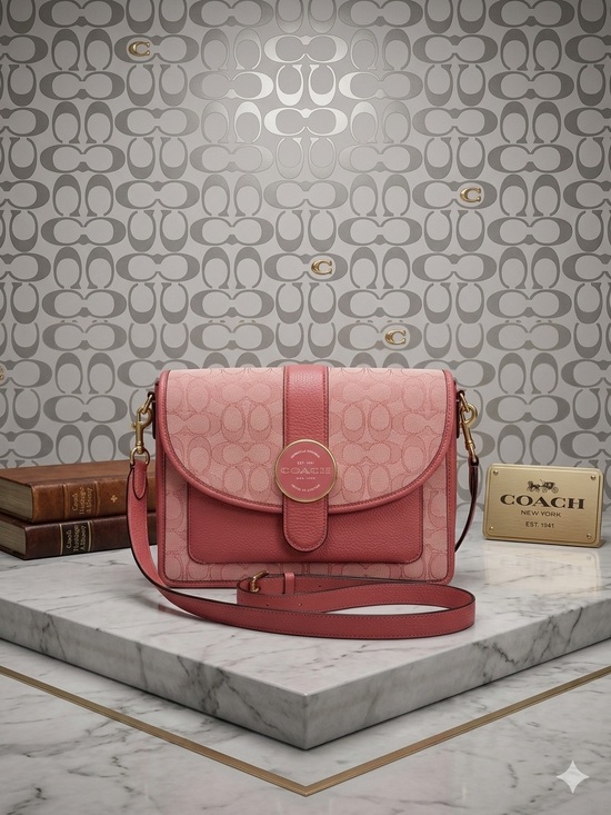 Coach Handbags - Coach Lonnie Crossbody Bag in Pink Signature Jacquard C8307